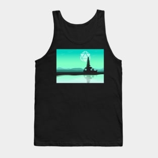 Pagoda Starry Night Polyhedral Dice Moon Shooting Star Tank Top